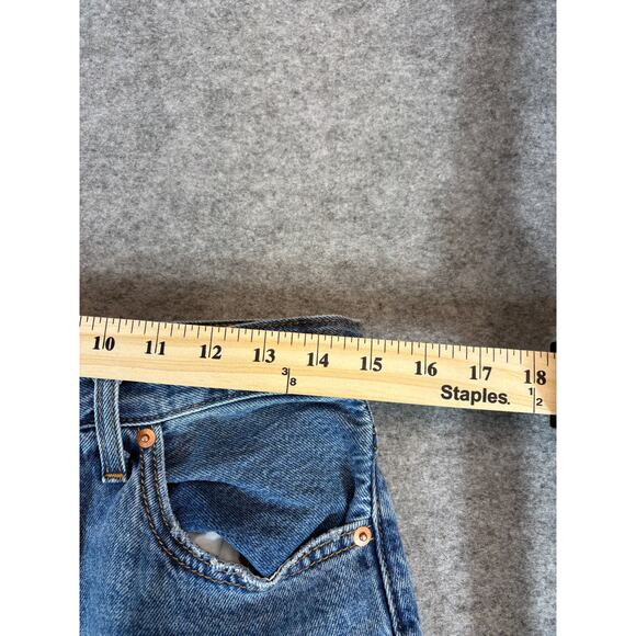 Levis Denim Jean Side Slit Midi Skirt Womens 29 Blue 5 Pockets Faded Button Fly - Picture 3 of 9